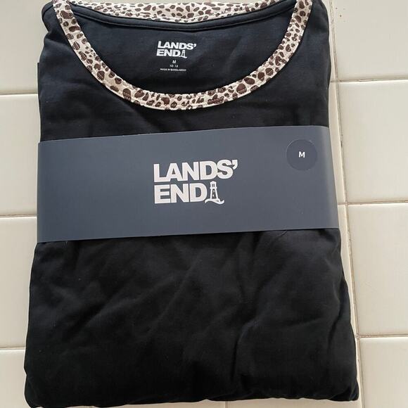 Lands End NEW Size Medium Alabaster Leopard 2 Piece Pajama Set - Picture 2 of 5